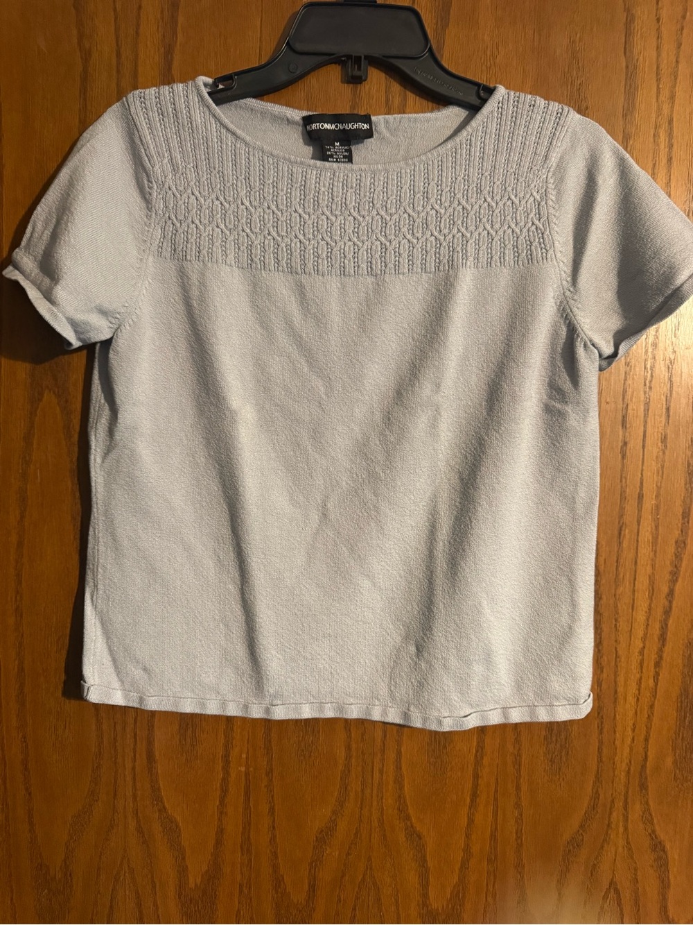 Norton McNaughton Light Blue Textured Yoke Short Sleeve Tee